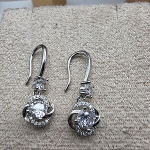 Elegant Silver Earrings with Crystal Accents